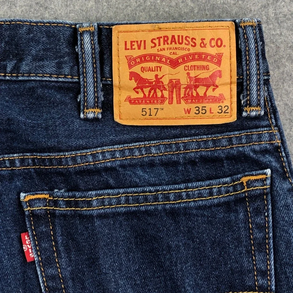 Levis 517 Mens Jeans 35x32 Bootcut Blue Dark Wash Regular Fit Denim Mid Rise